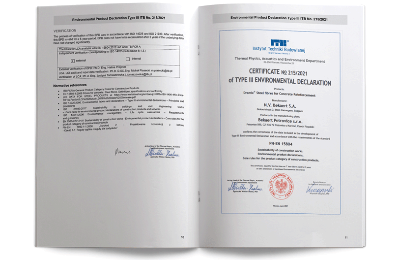 Download EPD Certification by Bekaert Dramix®